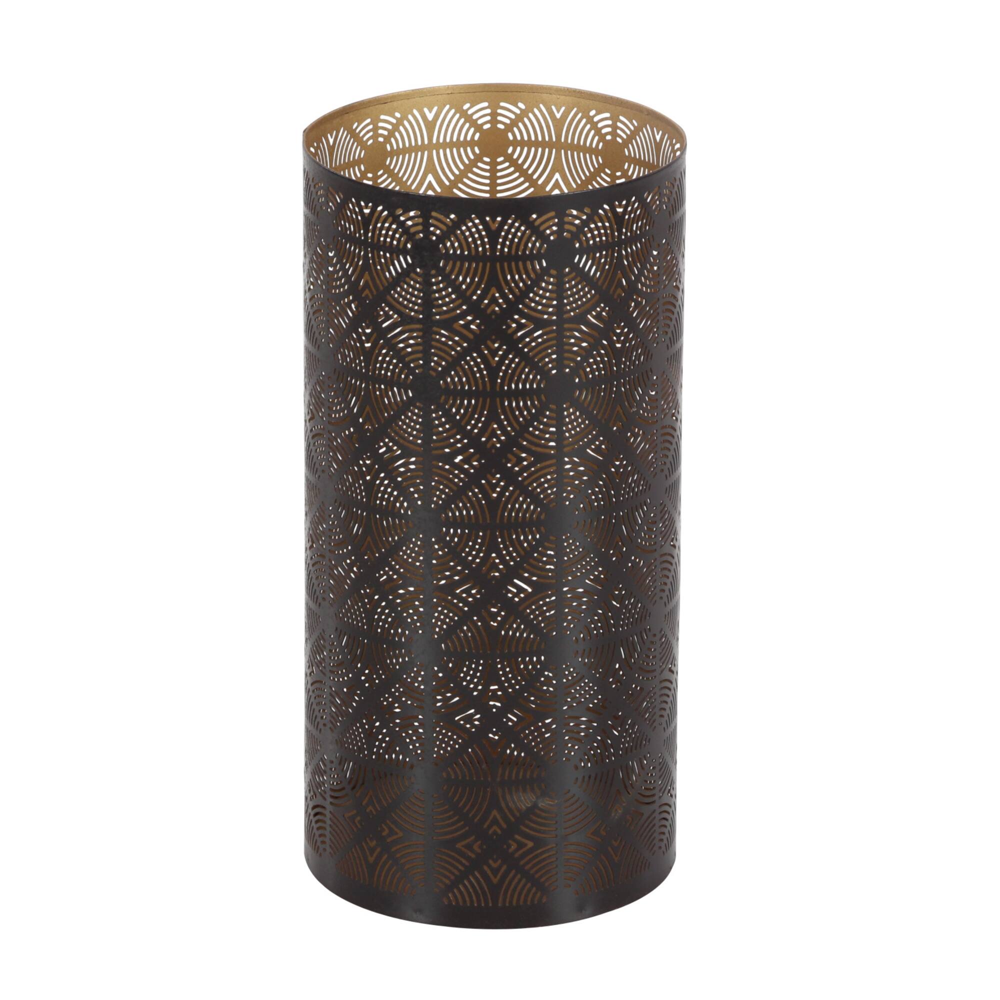 Set of 3" Brown Metal Eclectic Lantern, 12", 10", 6"